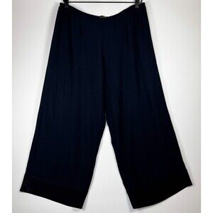 Loco Lindo Womens Extra Large Navy‎ Wide Leg Cropped Pants Contrast Hem Pull On